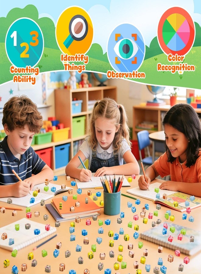 Inn Diary 200pcs Animal Mini Erasers for Kids, Bulk Cute Pencil Erasers Small Fun Erasers for Classroom Rewards Party Favors Gift Filling Eraser - Image 4