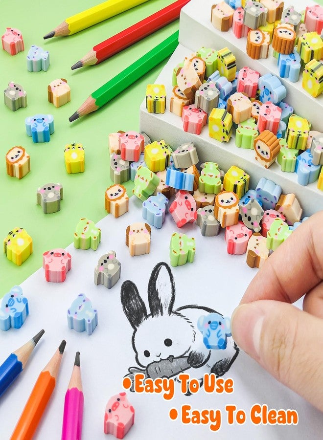 Inn Diary 200pcs Animal Mini Erasers for Kids, Bulk Cute Pencil Erasers Small Fun Erasers for Classroom Rewards Party Favors Gift Filling Eraser - Image 3