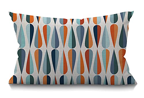 Smooffly Throw Pillow Cover MidCentury Drop Shapes in Tones Modern Retro Style Waist Lumbar Cotton Linen Throw Pillow case Cushion Cover for Sofa Home Decorative Oblong 12x20 Inches