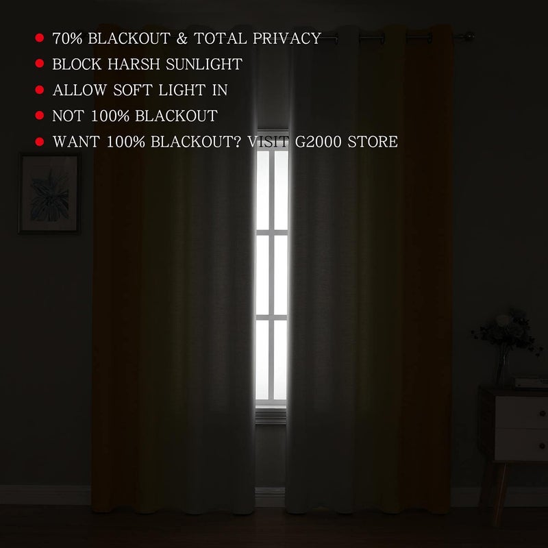 G2000 Blackout Curtains & Drapes for Bedroom Living Room 84 Inches Long Yellow and Greyish White Room Darkening Window Treatments Ombre Thermal Insulated Light Blocking Grommet Backdrop 2 Panels Set - Image 3