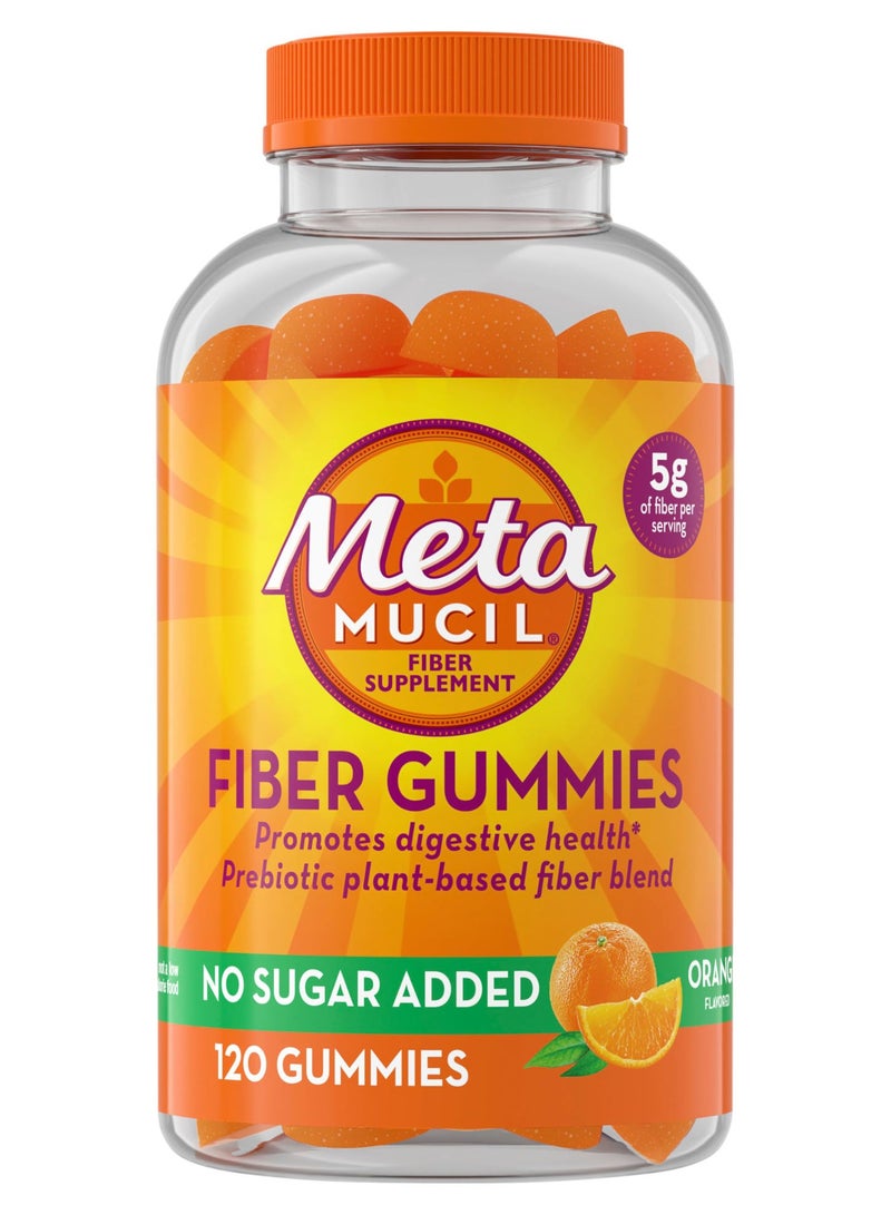 Metamucil Fiber Supplement Gummies, Sugar Free Orange Flavor, 5G Prebiotic Plant Based Fiber Blend, 120 Count