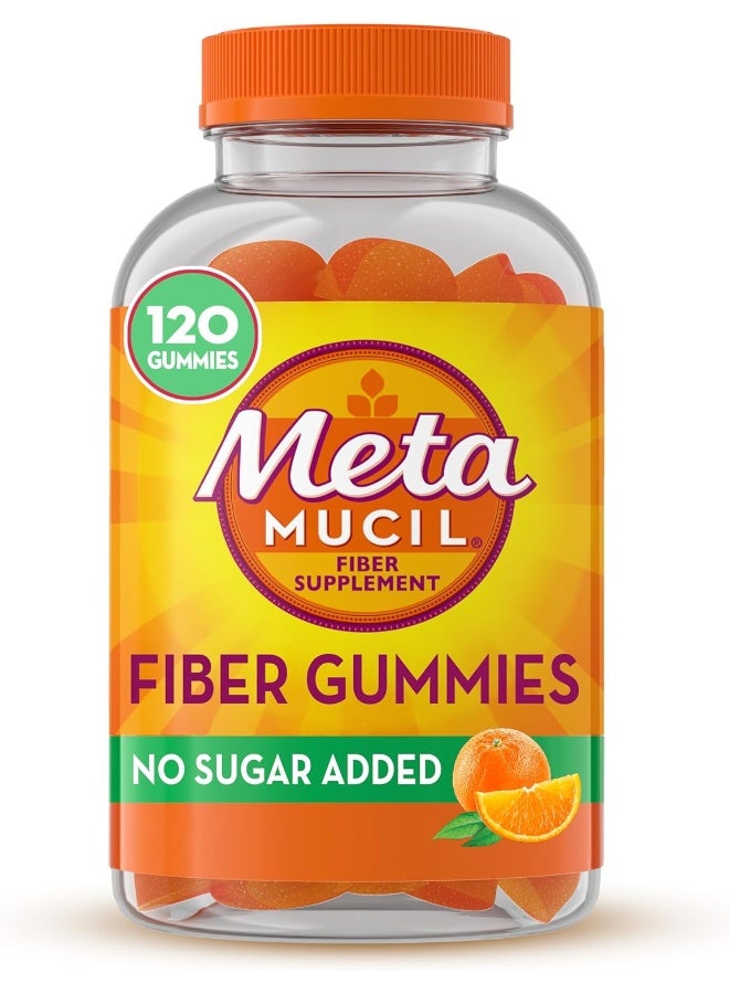 Metamucil Fiber Supplement Gummies, Sugar Free Orange Flavor, 5G Prebiotic Plant Based Fiber Blend, 120 Count
