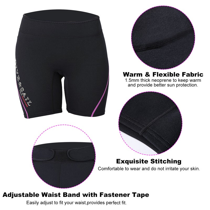 DIVE & SAIL Wetsuit Shorts: Men Grey L 1.5mm Stretchy Neoprene Fabric - Adjustable Elastic Waist Cold Water Protection for Diving Paddle Boarding Surfing Water Sports - Image 5
