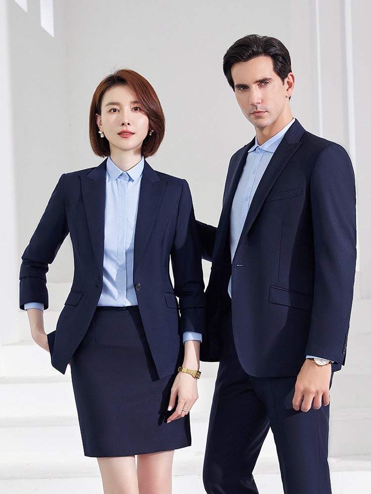 Navy Blue Men'S And Women'S Professional Suit Business Suit New Sales Tooling Work Group Work Clothes - Image 2