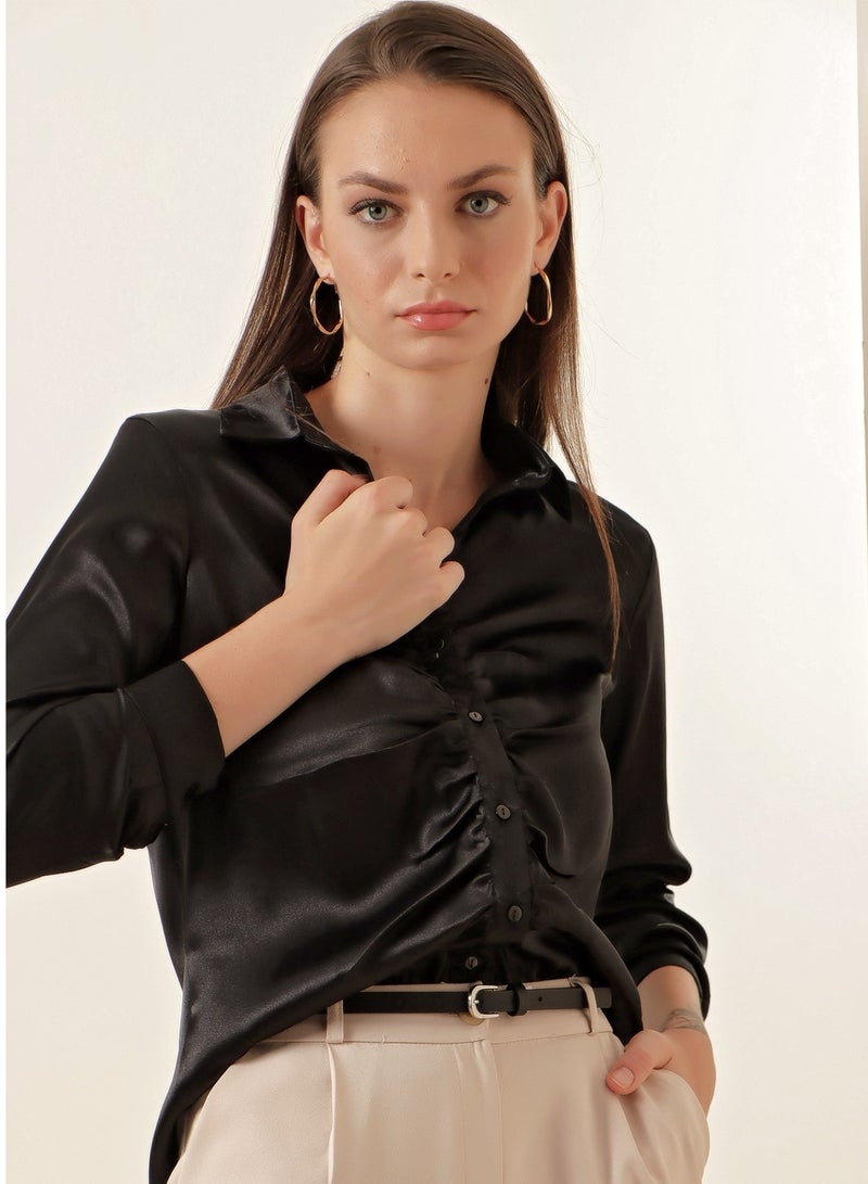 Ruched Button Down Shirt  - Image 3
