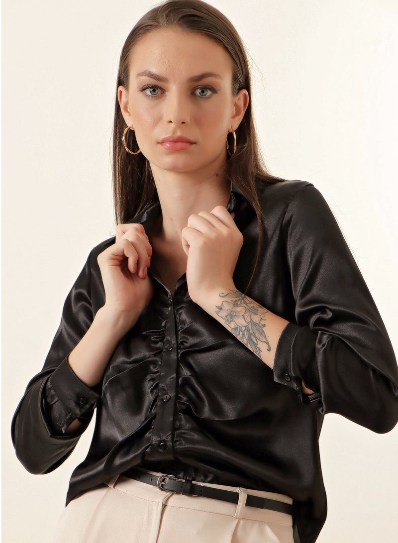 Ruched Button Down Shirt  - Image 4