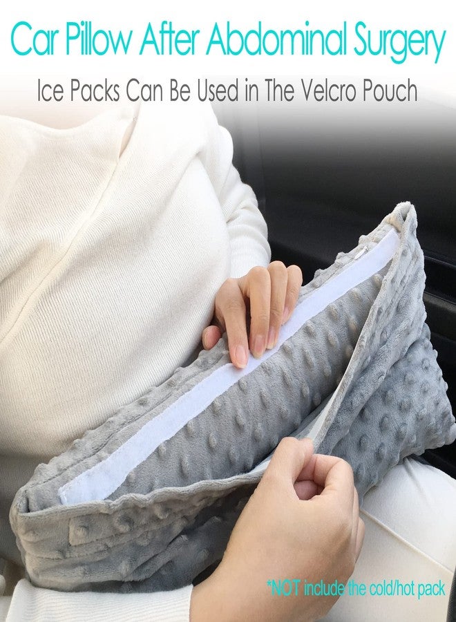 D. Cozy Hysterectomy Pillow with Pocket for Hot Cold Pack, After Surgery Hysterectomy Recovery Must Haves Car Seatbelt Pillows Gifts Abdominal Tummy Tuck Belly Cushion Minky Dot Light Gray - Image 4