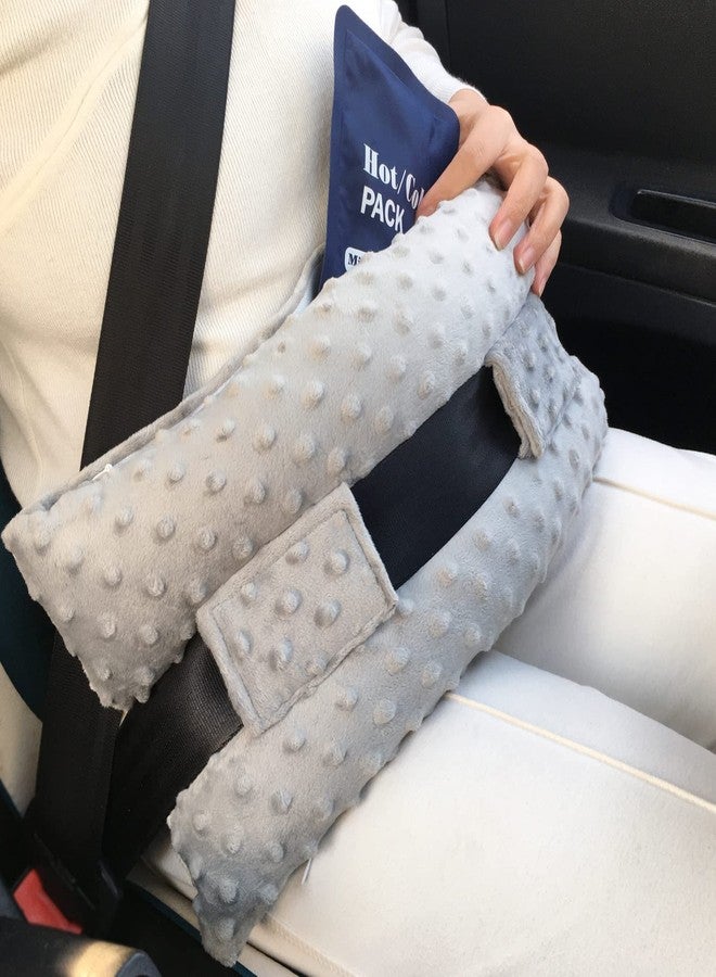 D. Cozy Hysterectomy Pillow with Pocket for Hot Cold Pack, After Surgery Hysterectomy Recovery Must Haves Car Seatbelt Pillows Gifts Abdominal Tummy Tuck Belly Cushion Minky Dot Light Gray - Image 1
