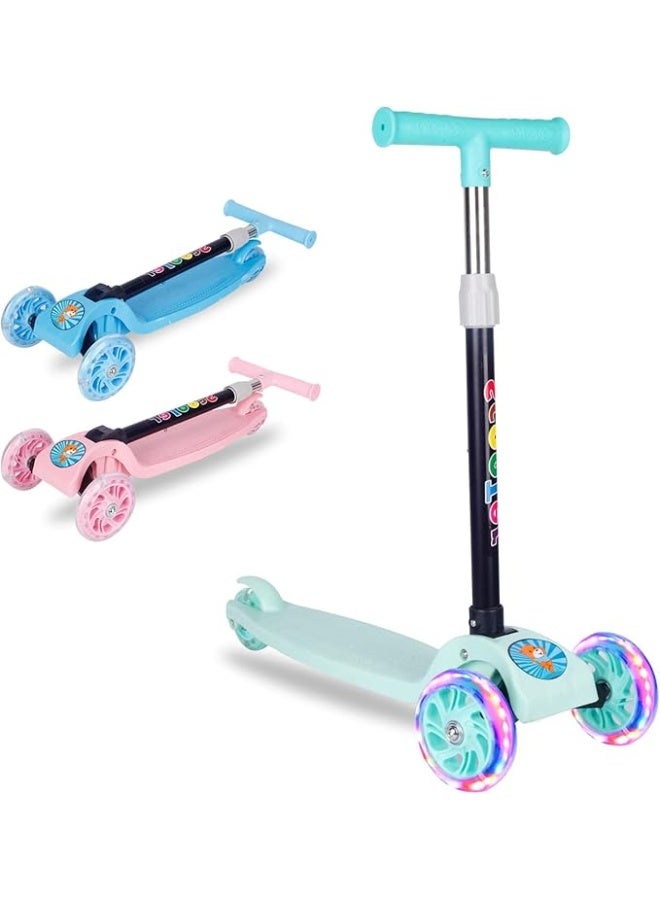 بيوينتي سكوتر بيوينتي للأطفال، سكوتر ثلاثي العجلات قابل للتعديل والطي، عجلات مضيئة LED، لعمر 2-8 سنوات (الوان متعدده) - Image 1