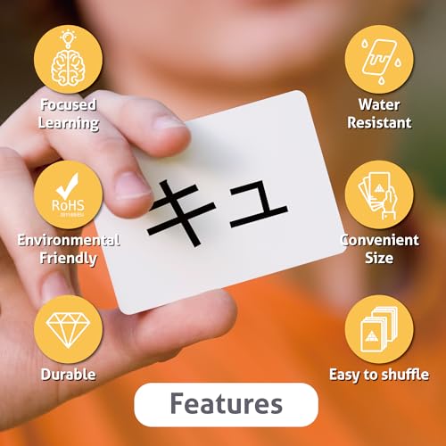 CARDDIA Japanese Syllabary - Katakana Flash Cards (with Stroke-Order Diagrams and Example Words), Standard Playing Card Size, Sturdy, Water Resistant - Image 4