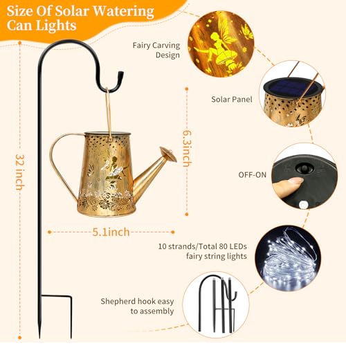 YJFWAL Solar Watering can with Lights Gifts for Mothers Day Mom Grandma Women Birthday Waterproof Gardening Gifts Watering Can with Cascading Lights Outdoor Decor for Garden Patio Yard Pathway - Image 3