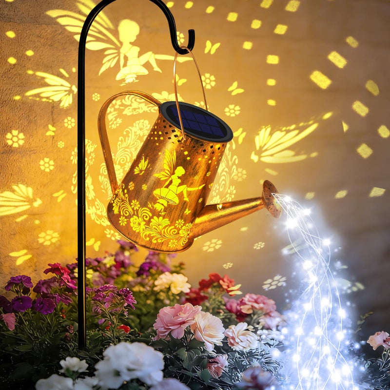 YJFWAL Solar Watering can with Lights Gifts for Mothers Day Mom Grandma Women Birthday Waterproof Gardening Gifts Watering Can with Cascading Lights Outdoor Decor for Garden Patio Yard Pathway - Image 2