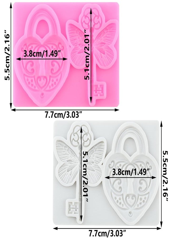 RFGHAC Vintage Heart Lock Silicone Mold Butterfly Key Chocolate Fondant Molds for Cake Decorating Cupcake Topper Candy Sugar Gum Paste Polymer Clay - Image 2