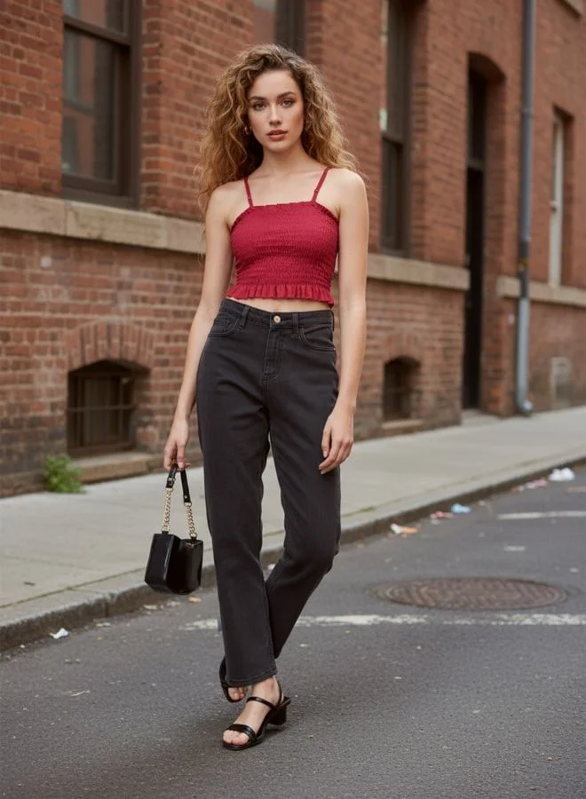Freehand  Women Straight Fit Solid Mid Rise Jeans  | Best Price UAE