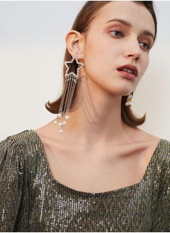 Al Aoyama Star chain tassel asymmetrical earrings women  - Image 4