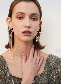Al Aoyama Star chain tassel asymmetrical earrings women  - Image 5