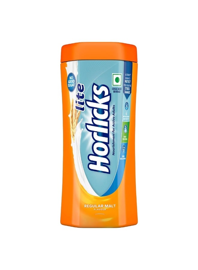 Horlicks Lite 450g, Energy for Active Adults | High Protein, No Added Sugar, 24 Vital Nutrients | Malt Flavour - Image 1
