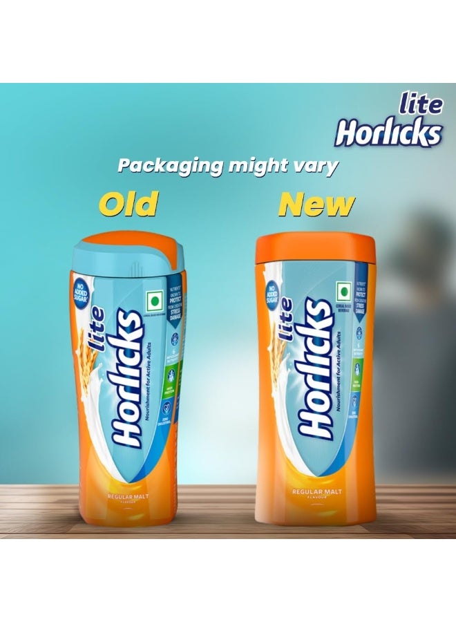 Horlicks Lite 450g, Energy for Active Adults | High Protein, No Added Sugar, 24 Vital Nutrients | Malt Flavour - Image 4