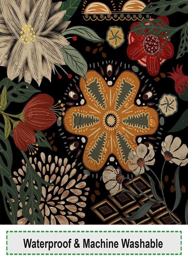 Umpoo Abstract Bohemian Floral Shower Curtains Vintage Boho Flowers Black Mid Century Shower Curtains for Art Aesthetics Bathroom Decor Waterproof Polyester Fabric Sets with 12 Hooks, 72x84 Inch - Image 4