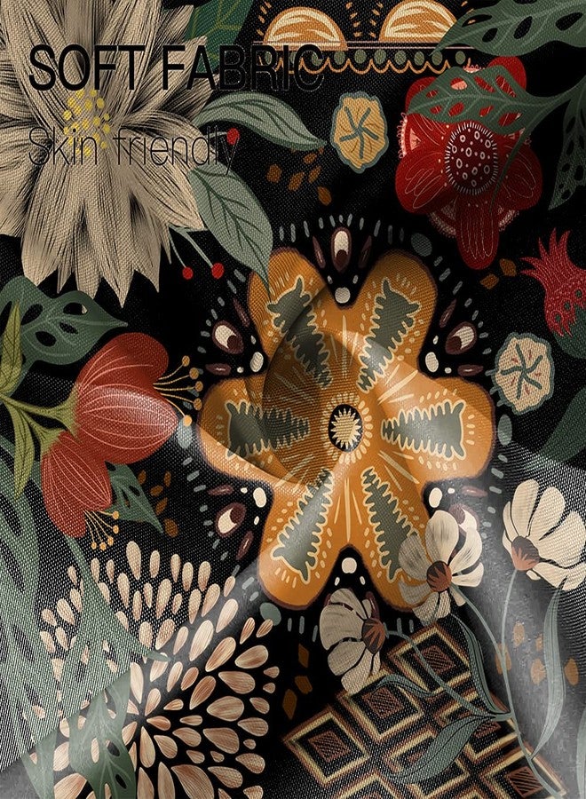 Umpoo Abstract Bohemian Floral Shower Curtains Vintage Boho Flowers Black Mid Century Shower Curtains for Art Aesthetics Bathroom Decor Waterproof Polyester Fabric Sets with 12 Hooks, 72x84 Inch - Image 3