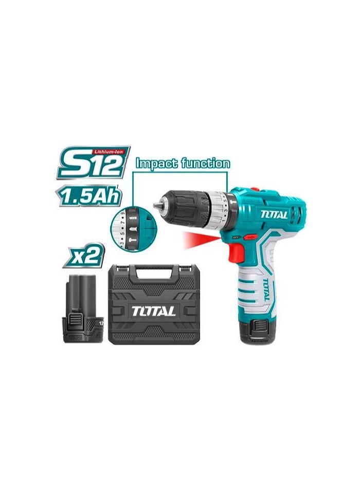 توتال دريل 2 بطارية رجاج شنطة فولط 12 وولت  TIDLI1232 - Image 2