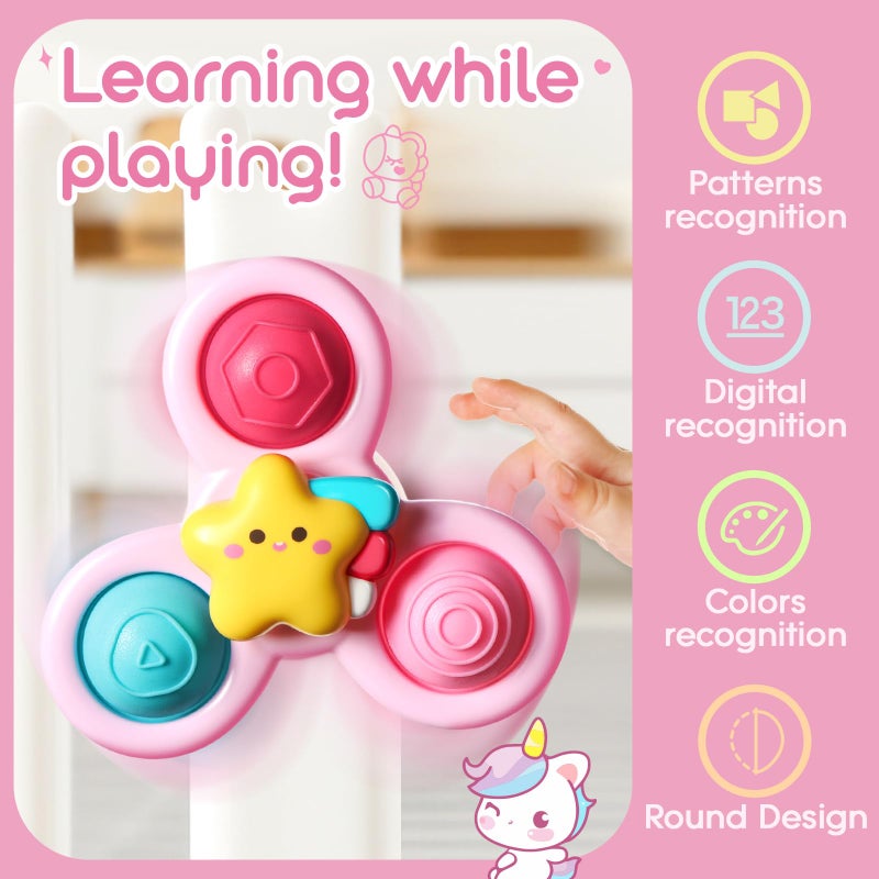 ALASOU 3PCS Pop Suction Cup Spinner Sensory Airplane Travel Toys for 1 2 Year Old Boy Girl Birthday Gift|Novelty Spinning Tops Easter Basket Stuffers for Toddlers Infant|Baby Bath Toy Kids Ages 1-3 - Image 5