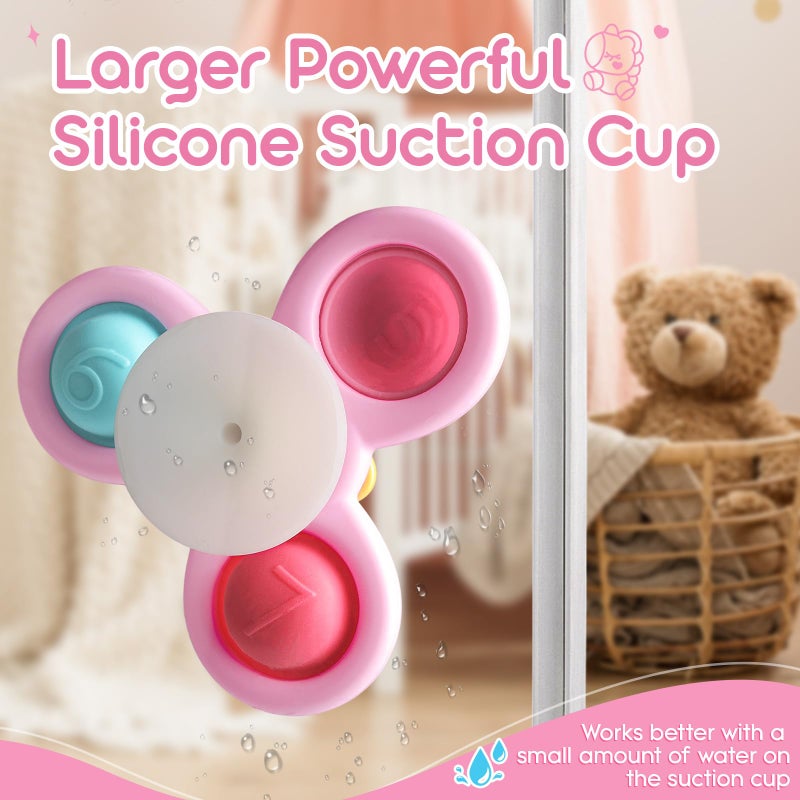 ALASOU 3PCS Pop Suction Cup Spinner Sensory Airplane Travel Toys for 1 2 Year Old Boy Girl Birthday Gift|Novelty Spinning Tops Easter Basket Stuffers for Toddlers Infant|Baby Bath Toy Kids Ages 1-3 - Image 3