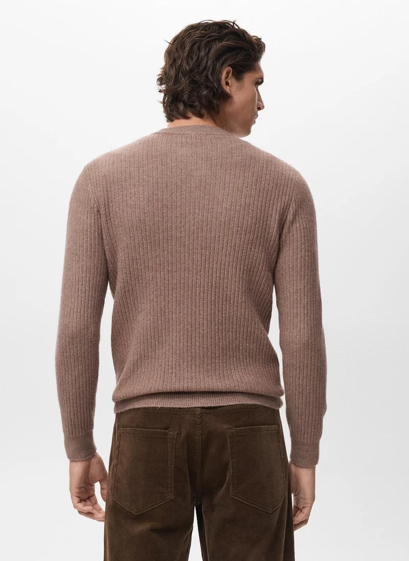 Mango Man Knitted ribbed sweater