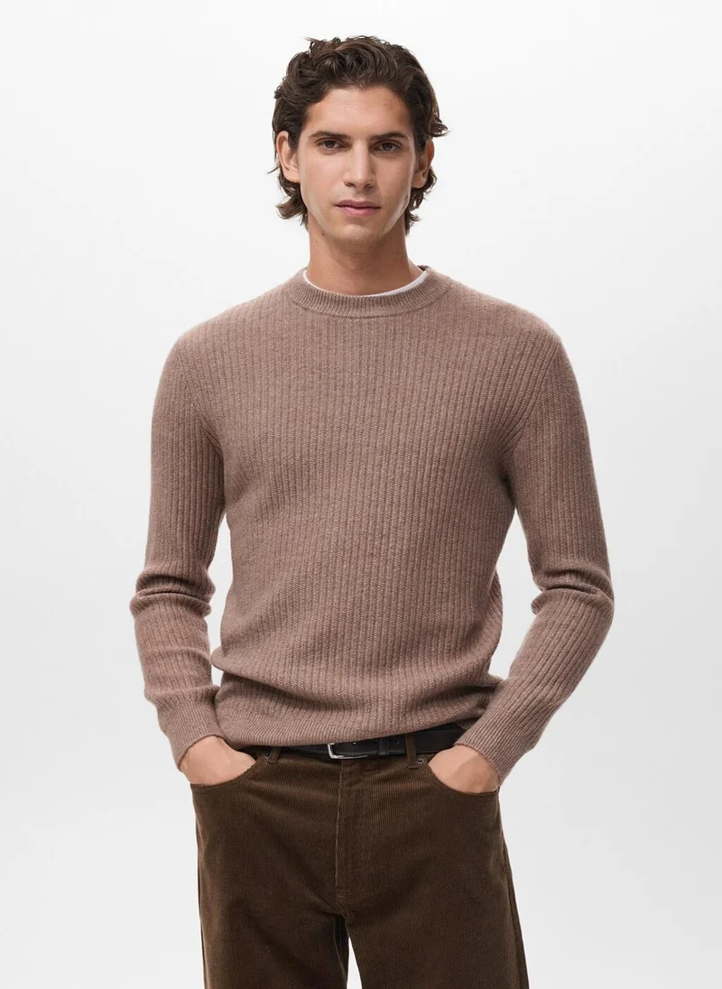 Mango Man Knitted ribbed sweater