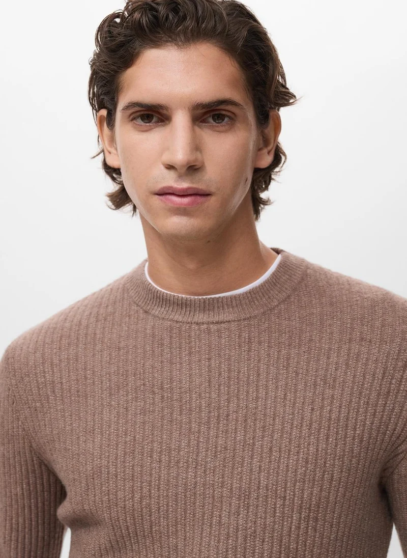 Mango Man Knitted ribbed sweater