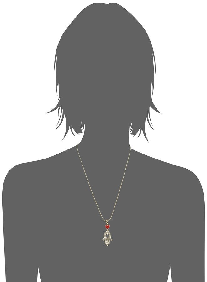 استيل قلادة إستيل مرصعة بحجر أبيض على شكل نخلة مع قلب أحمر للنساء - Image 4