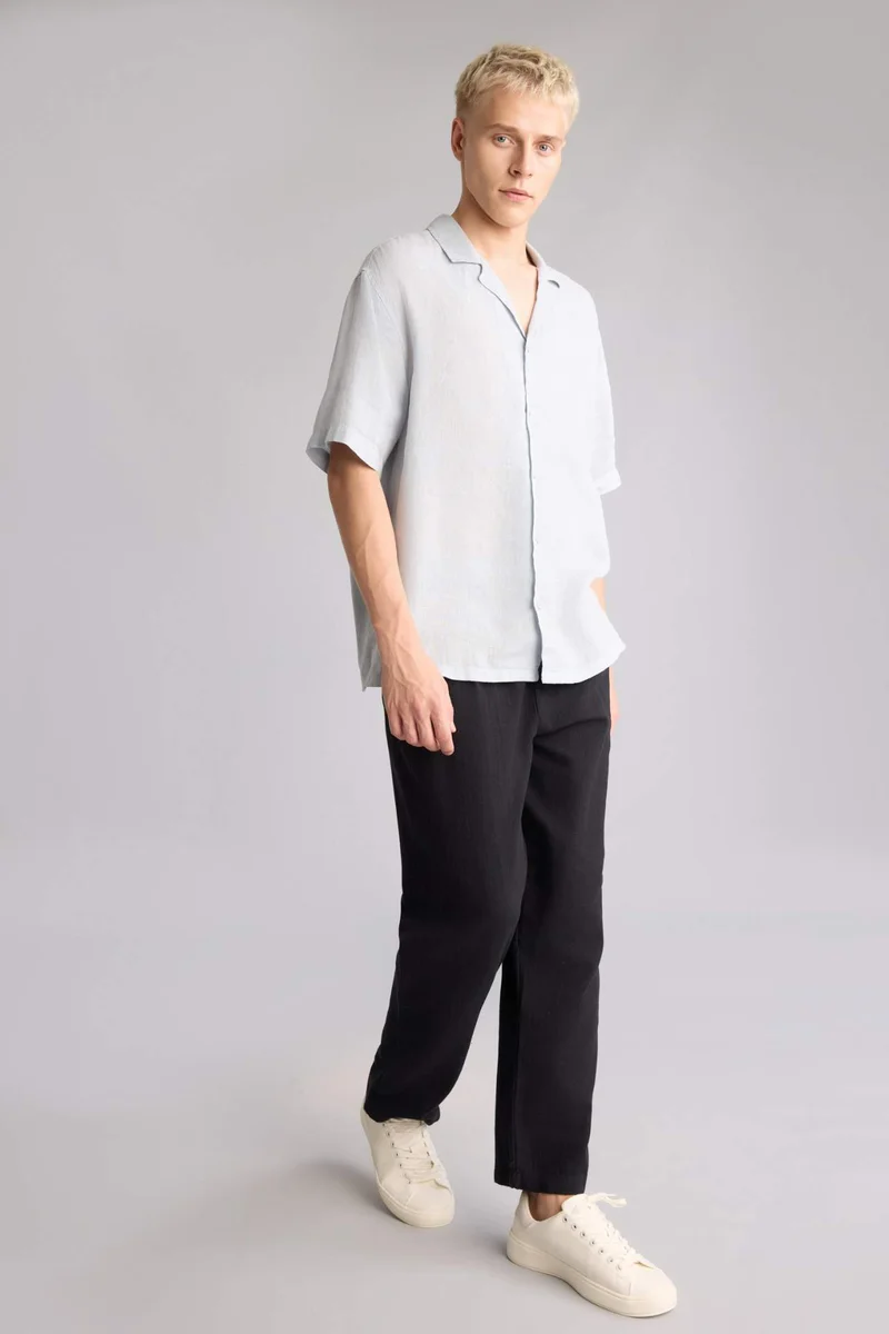 Relax Fit Elastic Waist Black Pants
