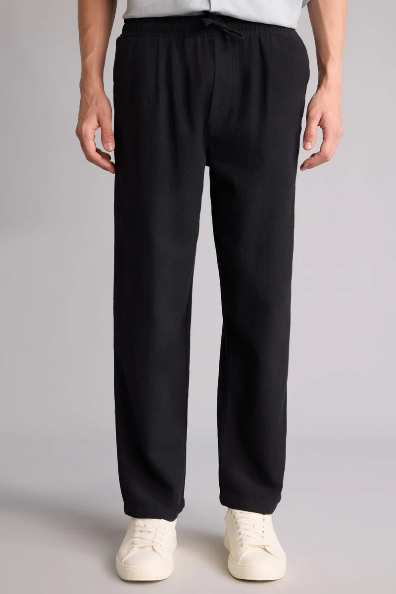 Defacto  Relax Fit Elastic Waist Black Pants  | Best Price UAE