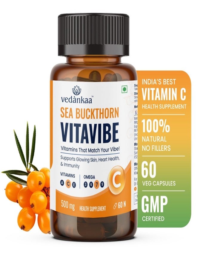 Vedànkaa Vitavibe Sea Buckthorn Capsules Vitamin C Rich Supplement for Skin Glow Collagen Support Antioxidant Boost Immunity Support Pure Natural No Fillers Hair Skin Care 500 mg 60 Capsules Pack of 1 - Image 2