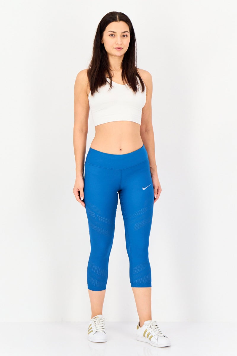 Nike Women Dri-Fit Brand Logo 3/4 Training Tights, Teal Blue - Image 2