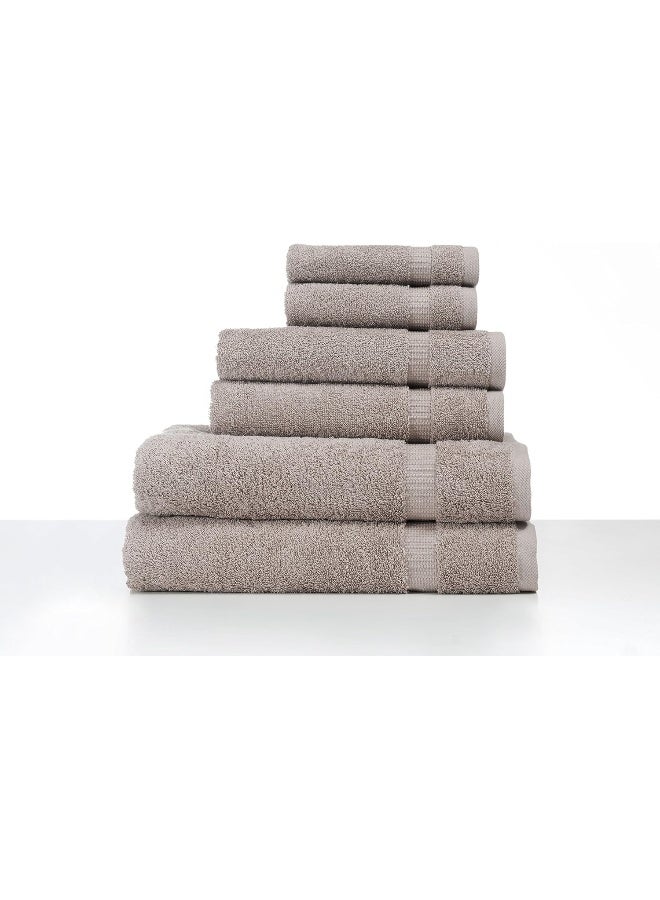 SALBAKOS  Luxury 6 Piece Towel Set 100 Turkish Cotton Quick Drying Highly Absorbent  Comfy Includes 2 Bath Towels 2 Hand Towels  2 Washcloths  Taupe - Image 3