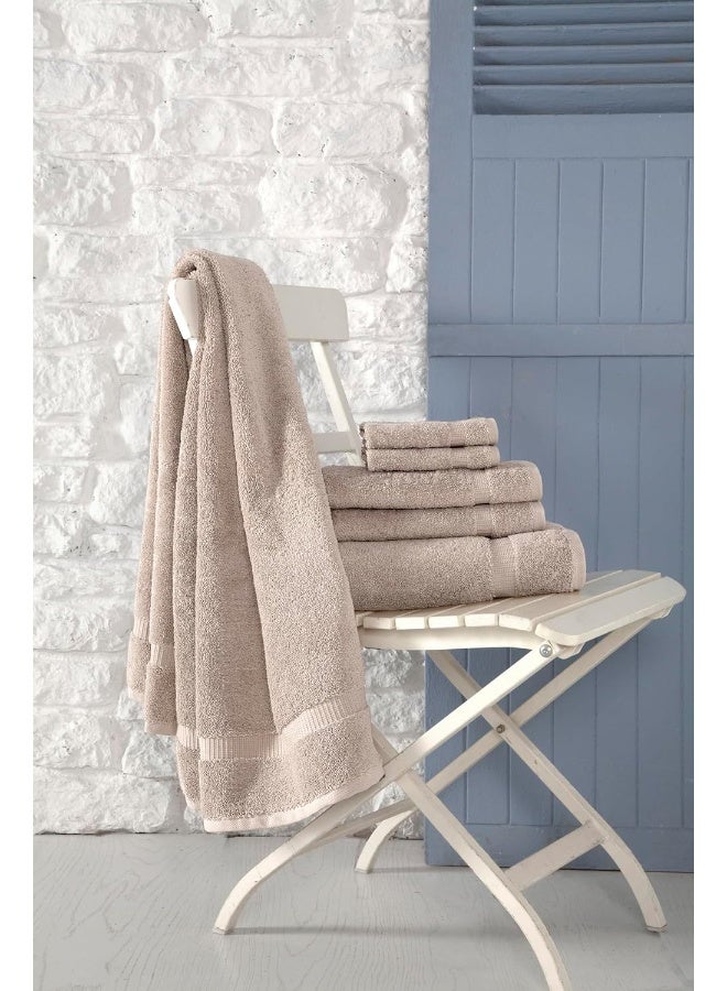 SALBAKOS  Luxury 6 Piece Towel Set 100 Turkish Cotton Quick Drying Highly Absorbent  Comfy Includes 2 Bath Towels 2 Hand Towels  2 Washcloths  Taupe - Image 1