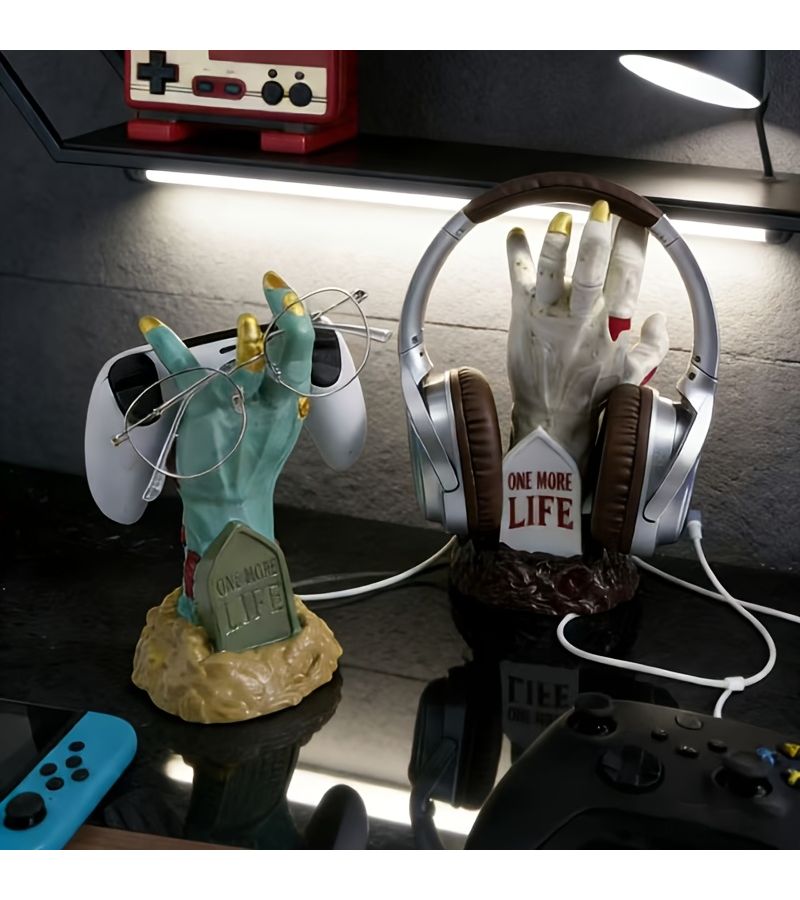 Green Sci Fi Arm Statue Game Controller And Headphone Stand Desktop Decor - Image 1