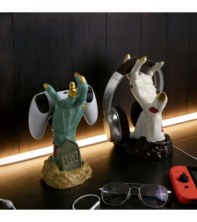 Green Sci Fi Arm Statue Game Controller And Headphone Stand Desktop Decor - Image 2