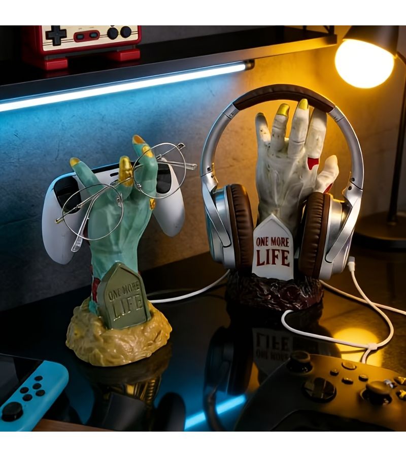 Green Sci Fi Arm Statue Game Controller And Headphone Stand Desktop Decor - Image 3