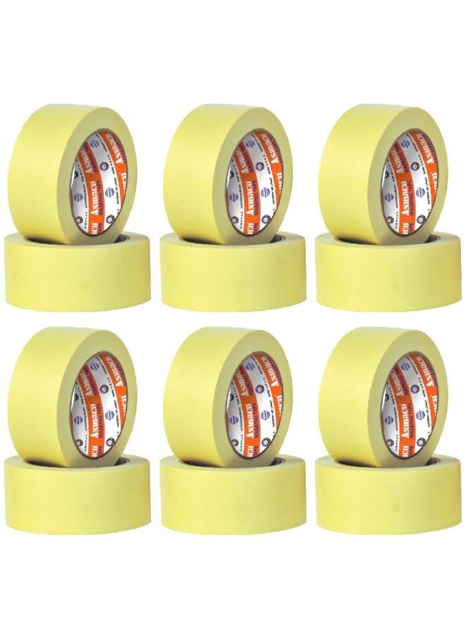 Asmaco Masking Tape Temperature Grade - Yellow - 48 Mm x 30 Yards - Set of 06 