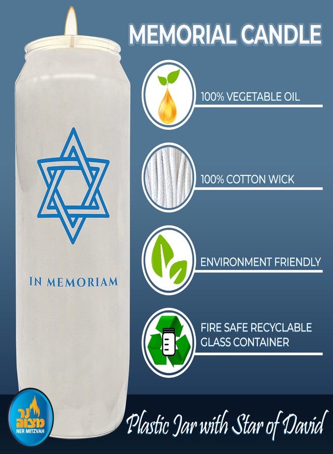 Ner Mitzvah 9 Day Yahrzeit Memorial Candles, 1 Pack - Plastic Jar - 7 Inch Tall Pillar Candles for Religious, Prayer and Vigil - Image 2
