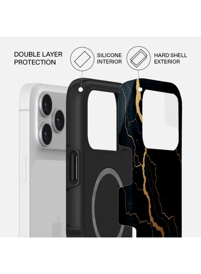 Mobcos Mobcos iPhone 17 Pro Midnight Gold Premium Case Compatible with Hybrid Dual-Layer Hard Shell + Silicone Protection - Scratch-Resistant Shockproof Mobile Cover