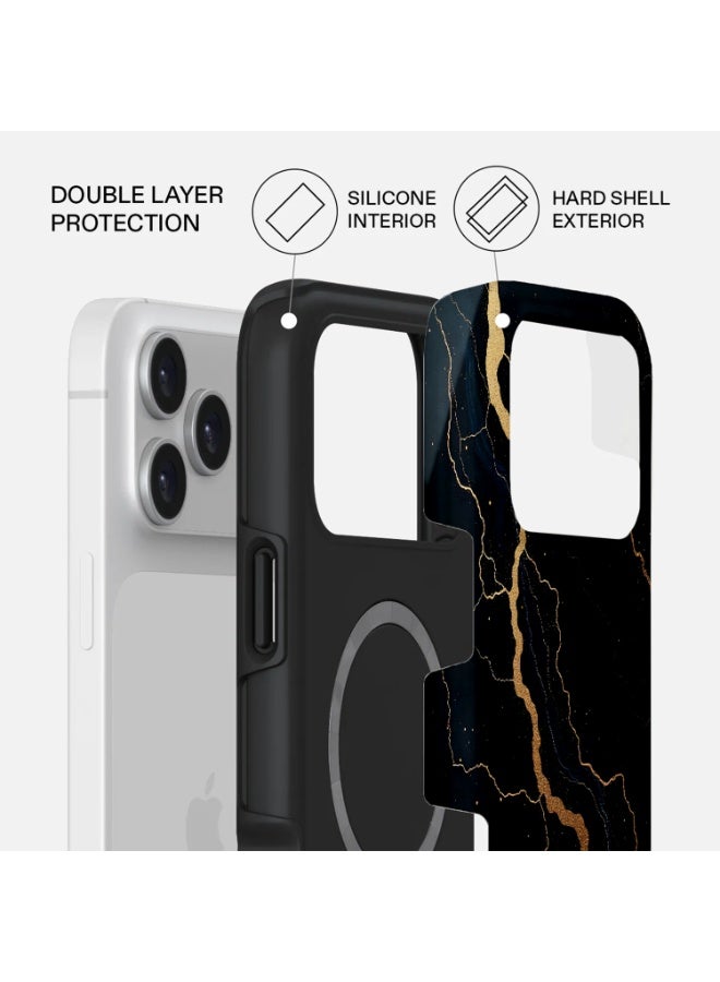 Mobcos iPhone 17 Pro Midnight Gold Premium Case Compatible with Hybrid Dual-Layer Hard Shell + Silicone Protection - Scratch-Resistant Shockproof Mobile Cover - Image 2