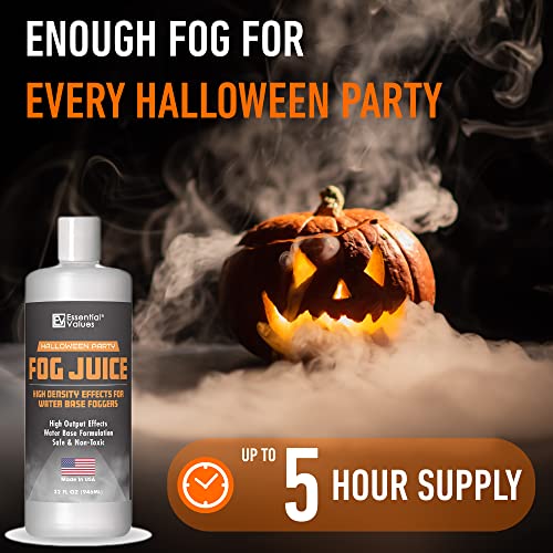 Essential Values Fog Juice - Fog Machine Fluid | High Density (32 FL OZ / 1 Quart) Manufactured In USA – Perfect for 400 Watt to 1500 Fog Machines Produces Long Lasting High Density Fog for Water Based Foggers - Image 2