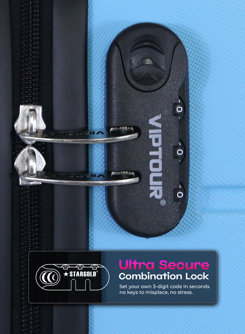 VIPTOUR Luggage Set 3Pcs ABS Trolley Bag Set With Number Lockable System - Image 3