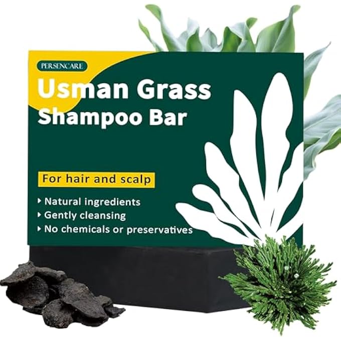Usma Grass Solid Shampoo Bar to Growth Darkening Hair, Usman Juice Grey Reducing Polygonum Black Soap, Gray Hair Reverse routine shampoo Bar for Men & Women Thinning Hair Loss