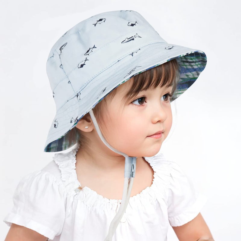 Durio Baby Sun Hat Summer Beach UPF 50+ Sun Protection Baby Boy Hats Double Sides Toddler Sun Hats Cap for Baby Girl Kid Bucket Hat A Blue 21.3"(54cm)/4-8 Years - Image 4