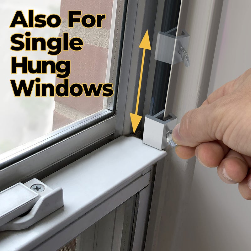 Shop Square Window Locks, 10 Pack for Vertical and Horizontal Windows, Adjustable Aluminum Stoppers, Window Security, No-Drill Install, Requires 28-36mm Clearance - Image 5