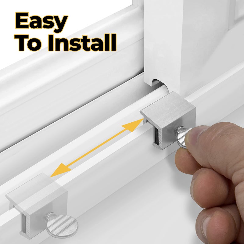 Shop Square Window Locks, 10 Pack for Vertical and Horizontal Windows, Adjustable Aluminum Stoppers, Window Security, No-Drill Install, Requires 28-36mm Clearance - Image 4